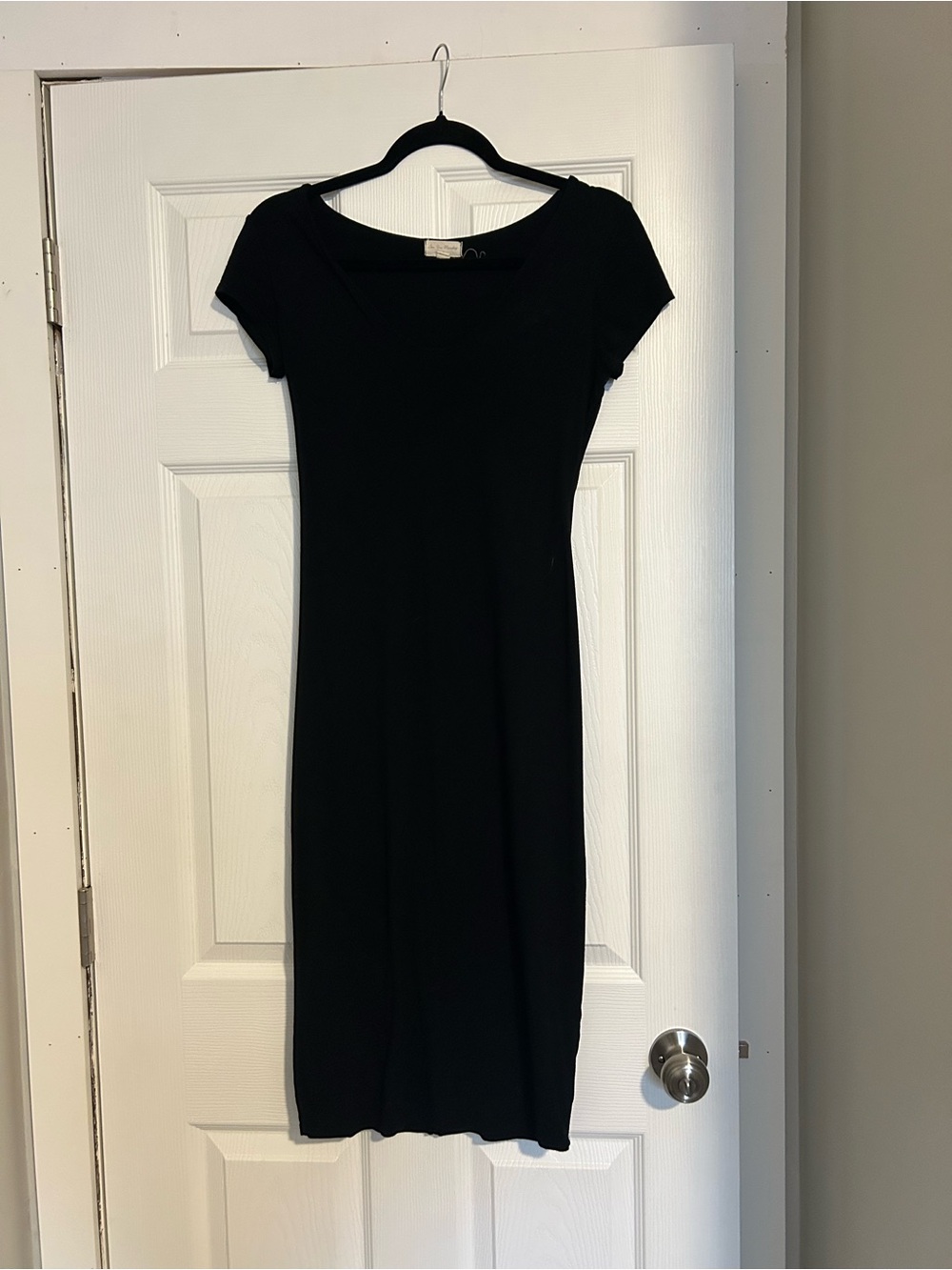 See You Monday Black Short-Sleeve Midi Dress